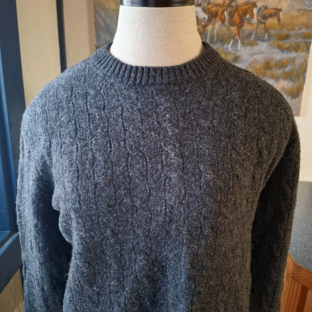 J. Crew Cable Knit Crewneck 100% Lambs Wool Sweater, Size Large, Style#78319